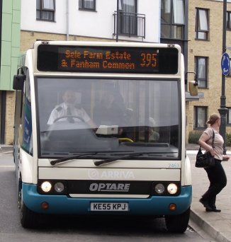 Arriva the Shires Solo 2463 at Hertford Bus Station on 395: Sele Farm Estate & Fanham Common, June 2011