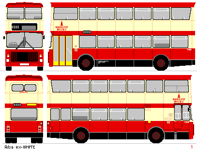 ex-WMPTE Ailsa drawing, Harrow Buses livery