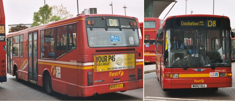 DM41682 on D8 to Crossharbour, Stratford Bus Station, May 2005.