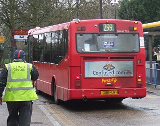 DM41785 on 299, Cockfosters Stn, Feb 2011