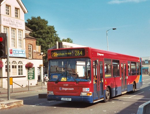 34389 on 284 at Grove Park Station, July 2005.