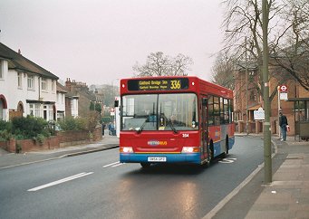 254 on 336 to Catford Bridge, Burnt Ash Lane, December 2004.