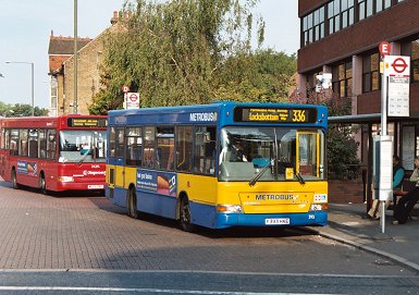 Metrobus Dart SLF 393 on 336 at Bromley North, Sept 2003
