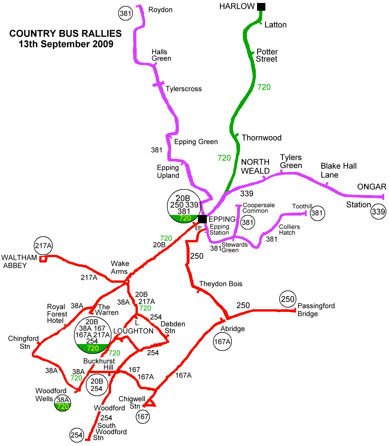 Epping, Loughton system map