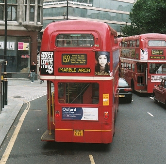 RM1801 leaves Trafalgar Square on the 159