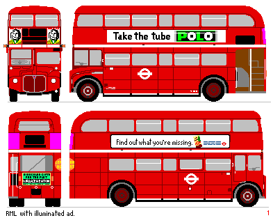 RML with o/s illuminated ad, bullseye livery