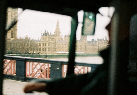 Crossing Lambeth Bridge.