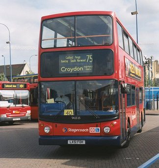 TAS525 on 75 to Croydon, Lewisham Bus Stance